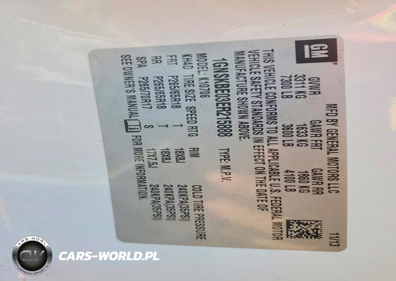 2014 Chevrolet Tahoe K1500 Lt VIN:1GNSKBE03ER215888 - 13