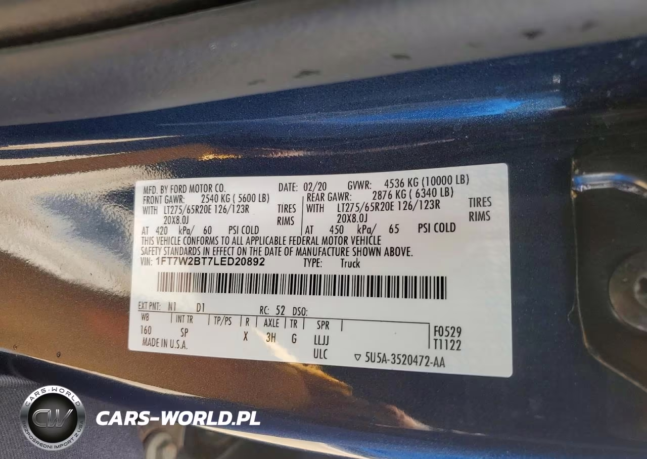 2020 Ford F250 Super Duty VIN:1FT7W2BT7LED20892 - 12