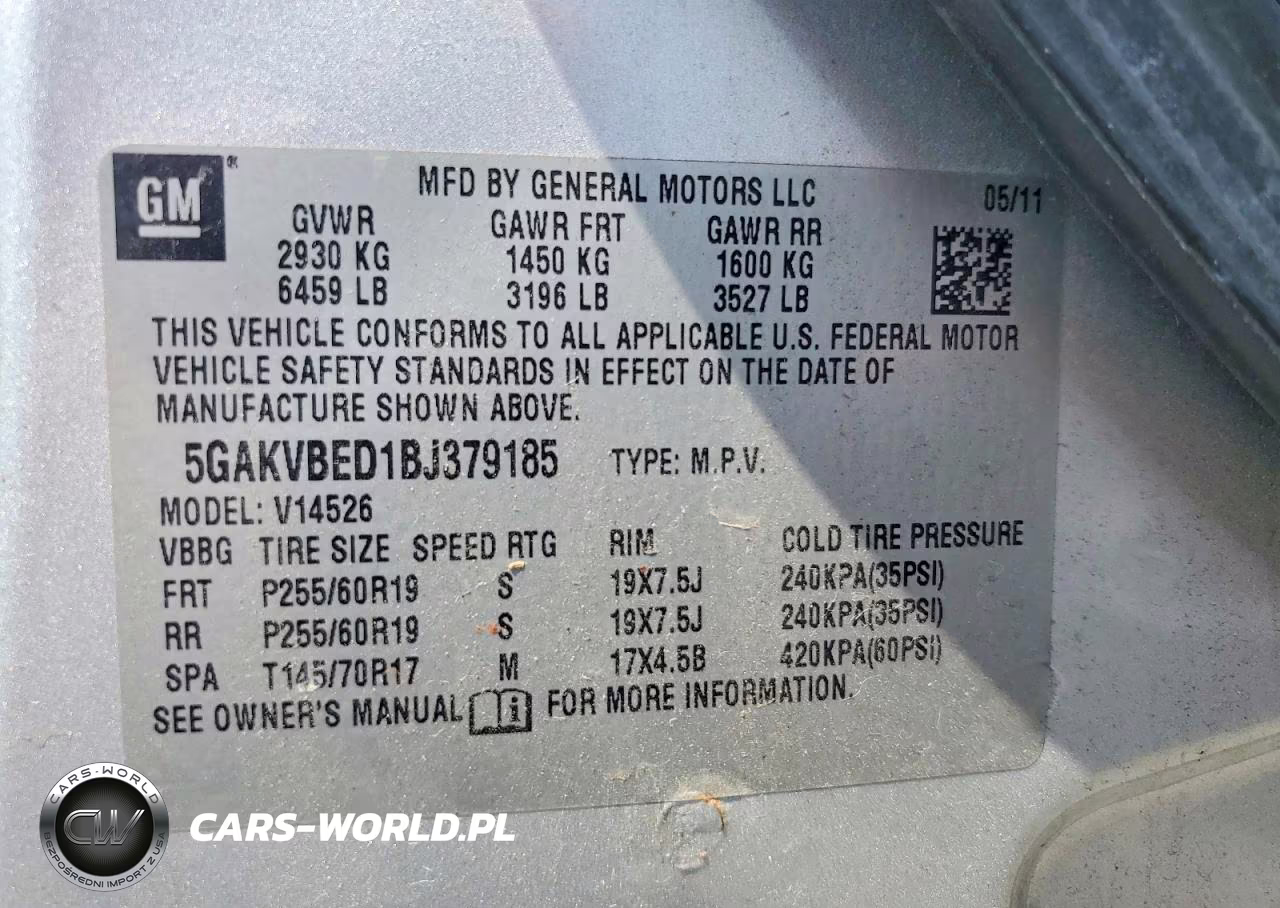 2011 Buick Enclave Cxl VIN:5GAKVBED1BJ379185 - 13