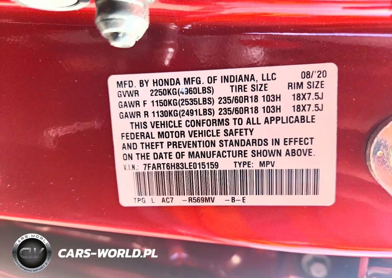 2020 Honda Cr-V Exl VIN:7FART6H83LE015159 - 13