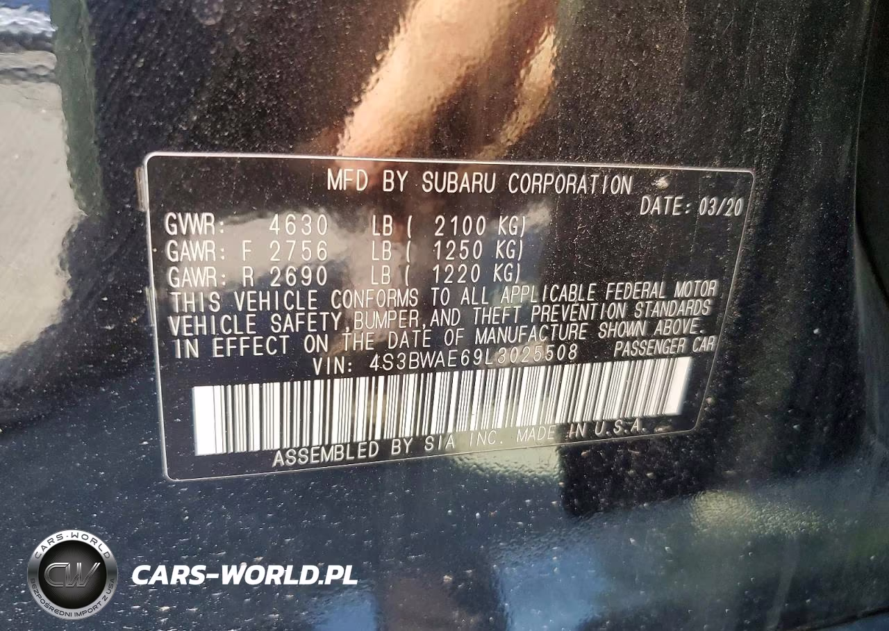 2020 Subaru Legacy Premium VIN:4S3BWAE69L3025508 - 13