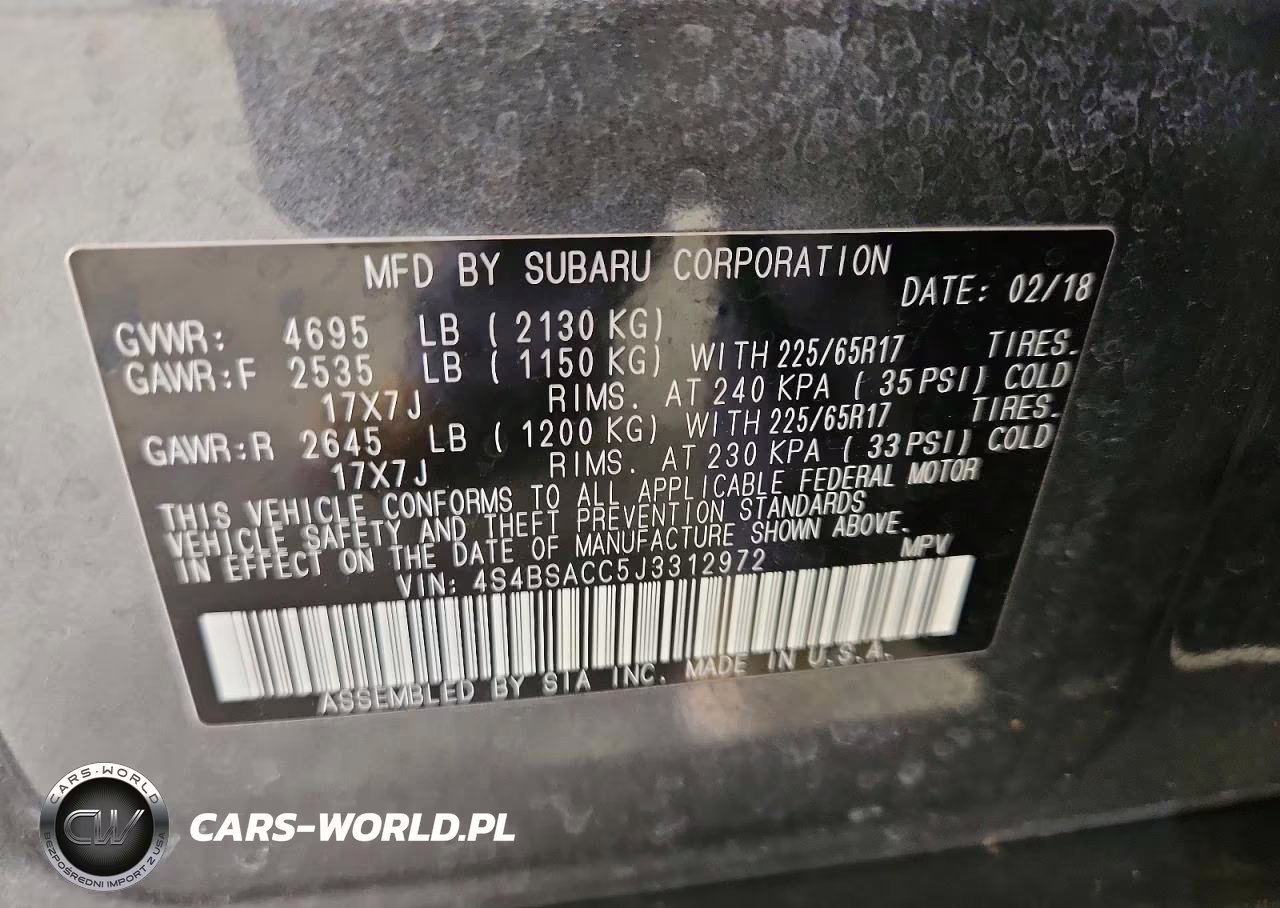 2018 Subaru Outback 2.5I Premium VIN:4S4BSACC5J3312972 - 14