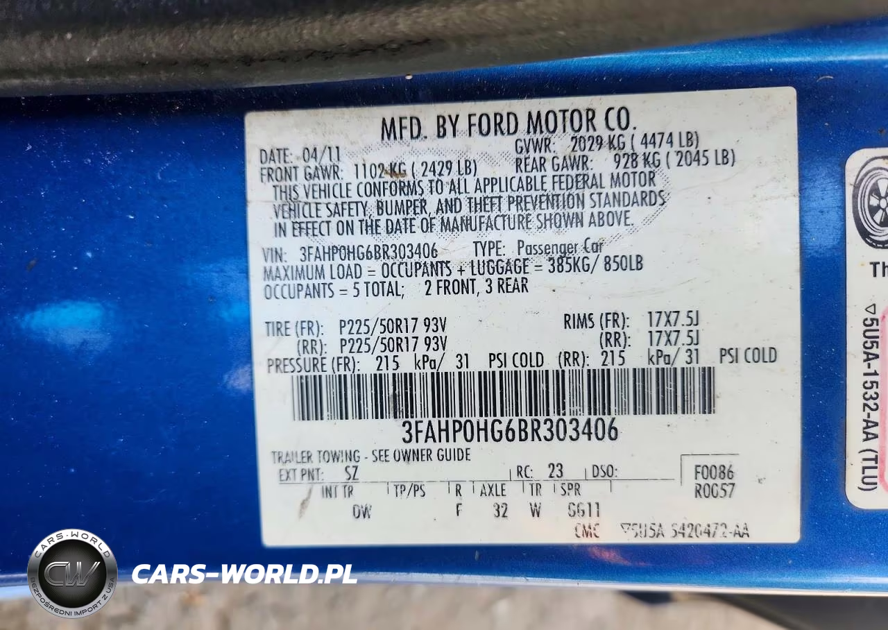 2011 Ford Fusion Se VIN:3FAHP0HG6BR303406 - 12