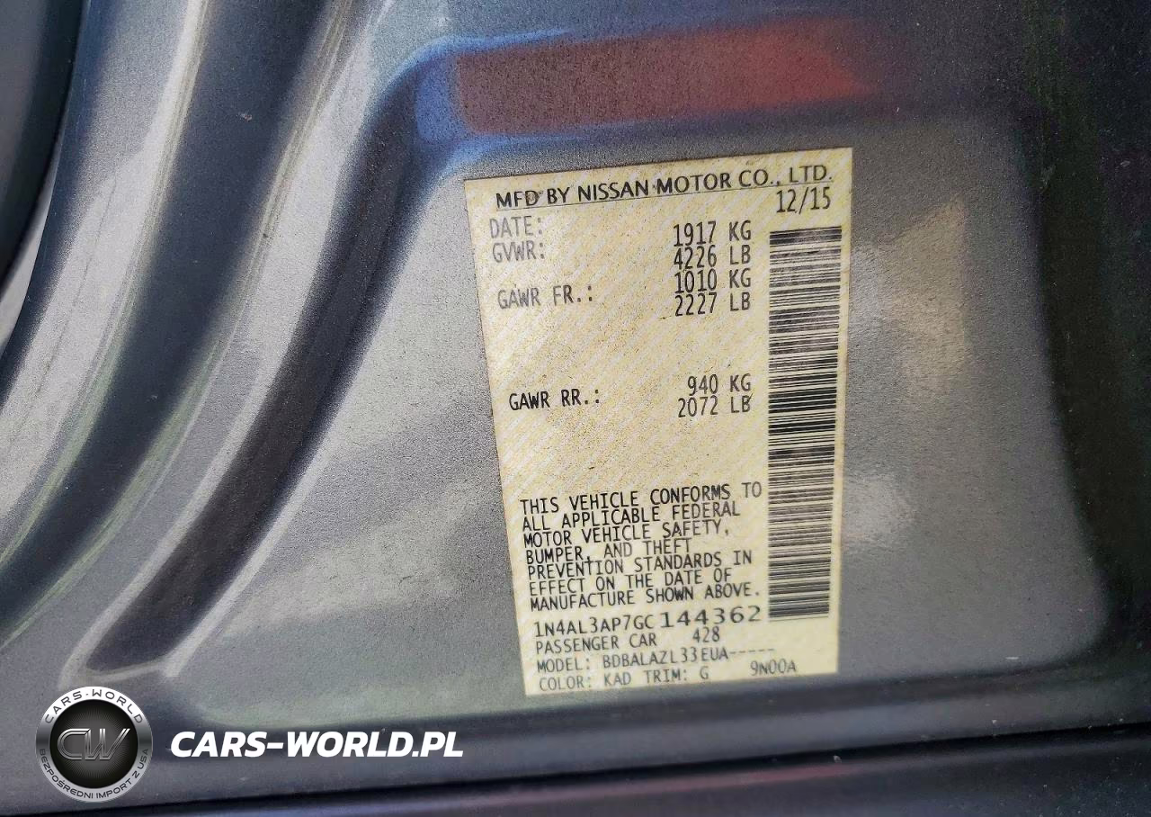 2016 Nissan Altima 2.5 VIN:1N4AL3AP7GC144362 - 12