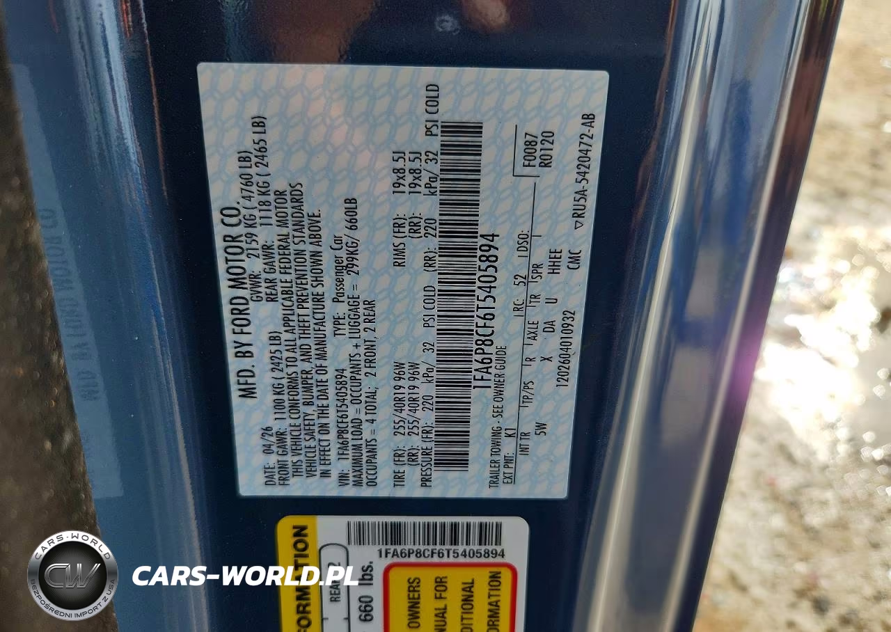 2026 Ford Mustang Gt VIN:1FA6P8CF6T5405894 - 12