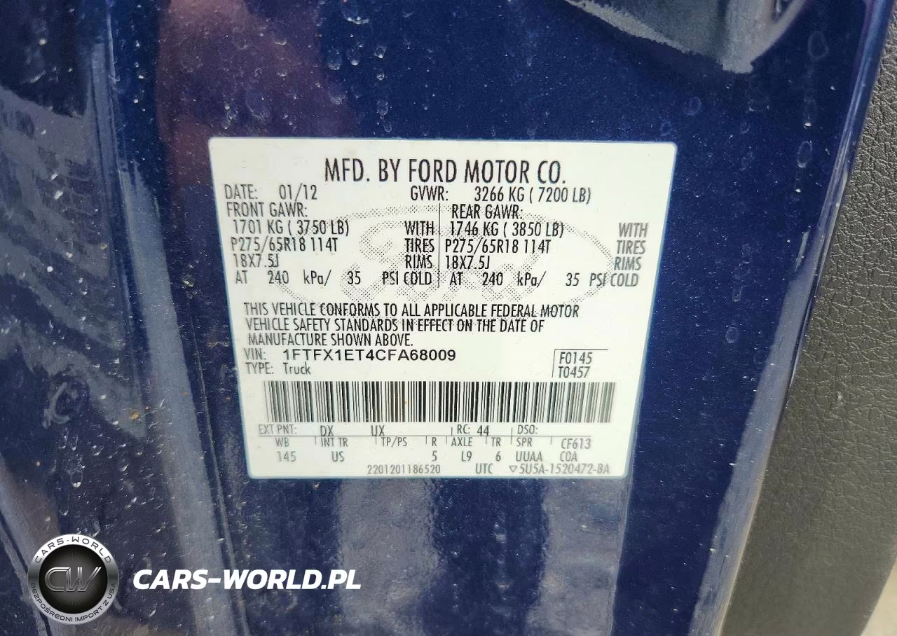 2012 Ford F150 Super Cab VIN:1FTFX1ET4CFA68009 - 12