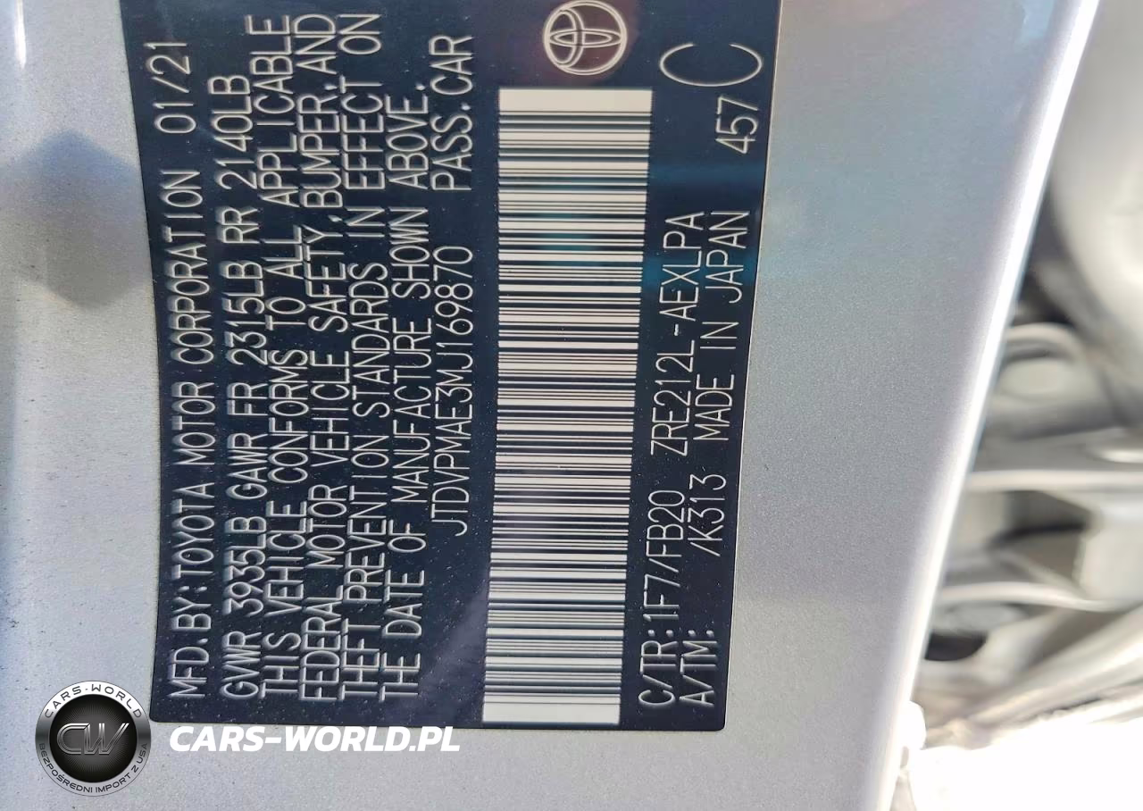 2021 Toyota Corolla Le VIN:JTDVPMAE3MJ169870 - 12