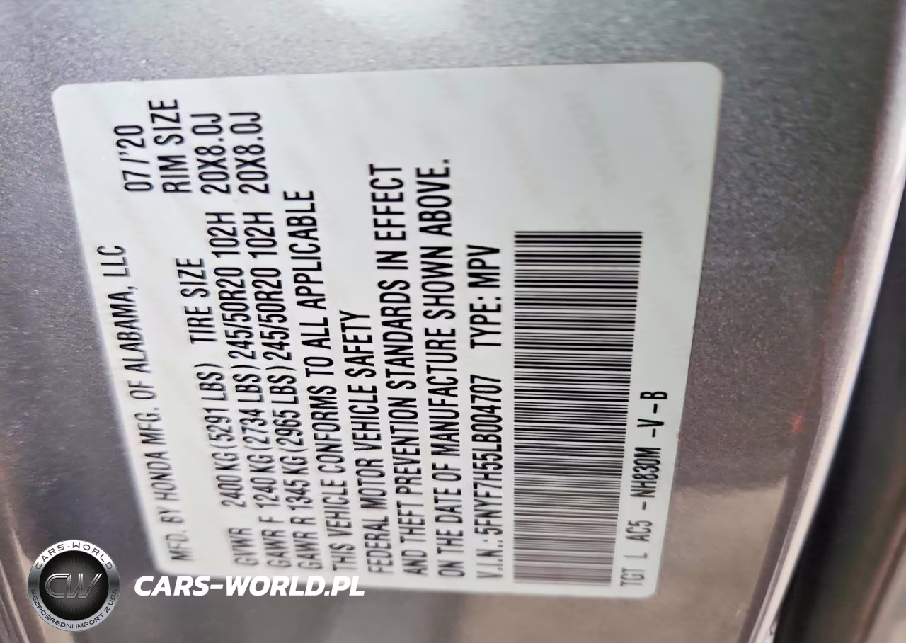 2020 Honda Passport Exl VIN:5FNYF7H55LB004707 - 13