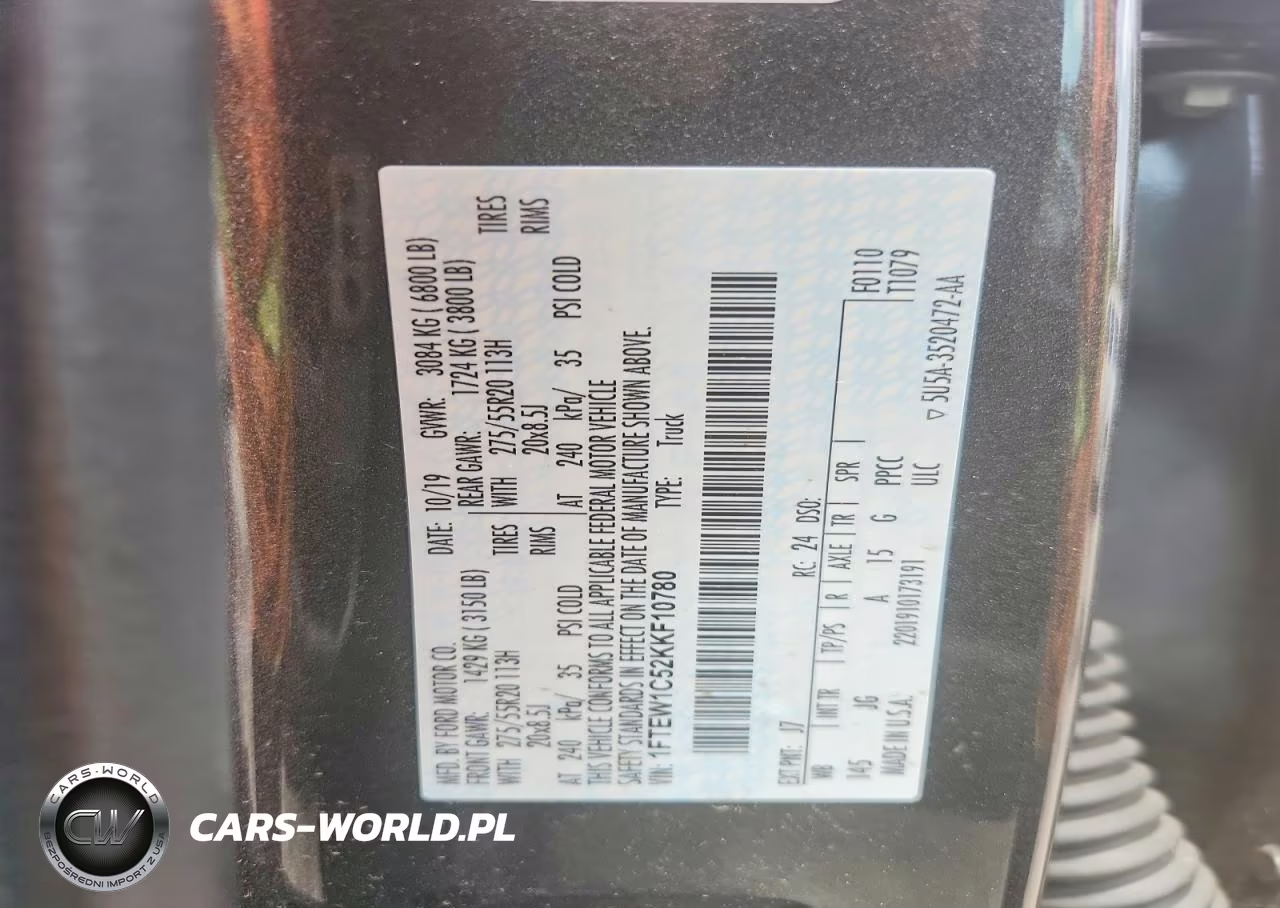2019 Ford F150 Supercrew VIN:1FTEW1C52KKF10780 - 12