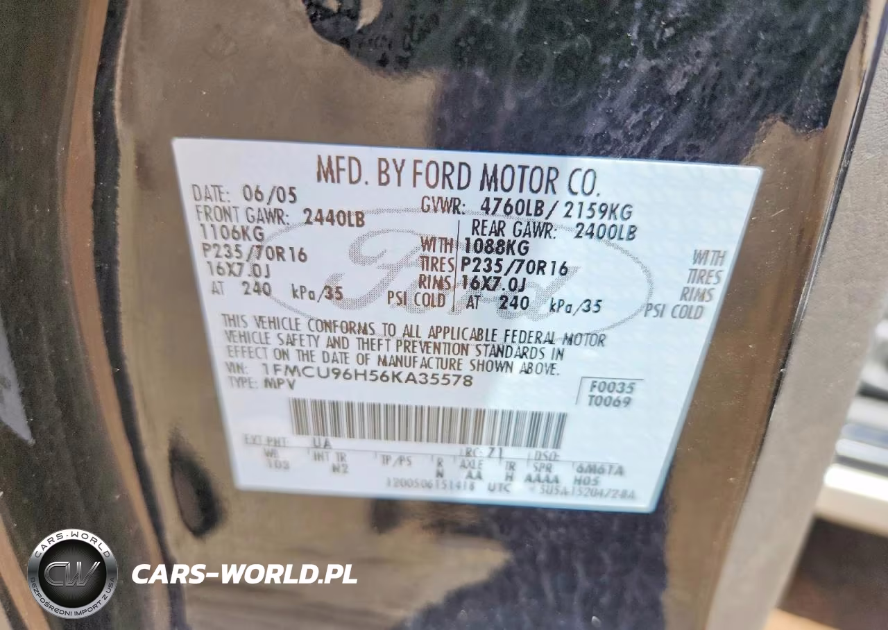 2006 Ford Escape Hev VIN:1FMCU96H56KA35578 - 12