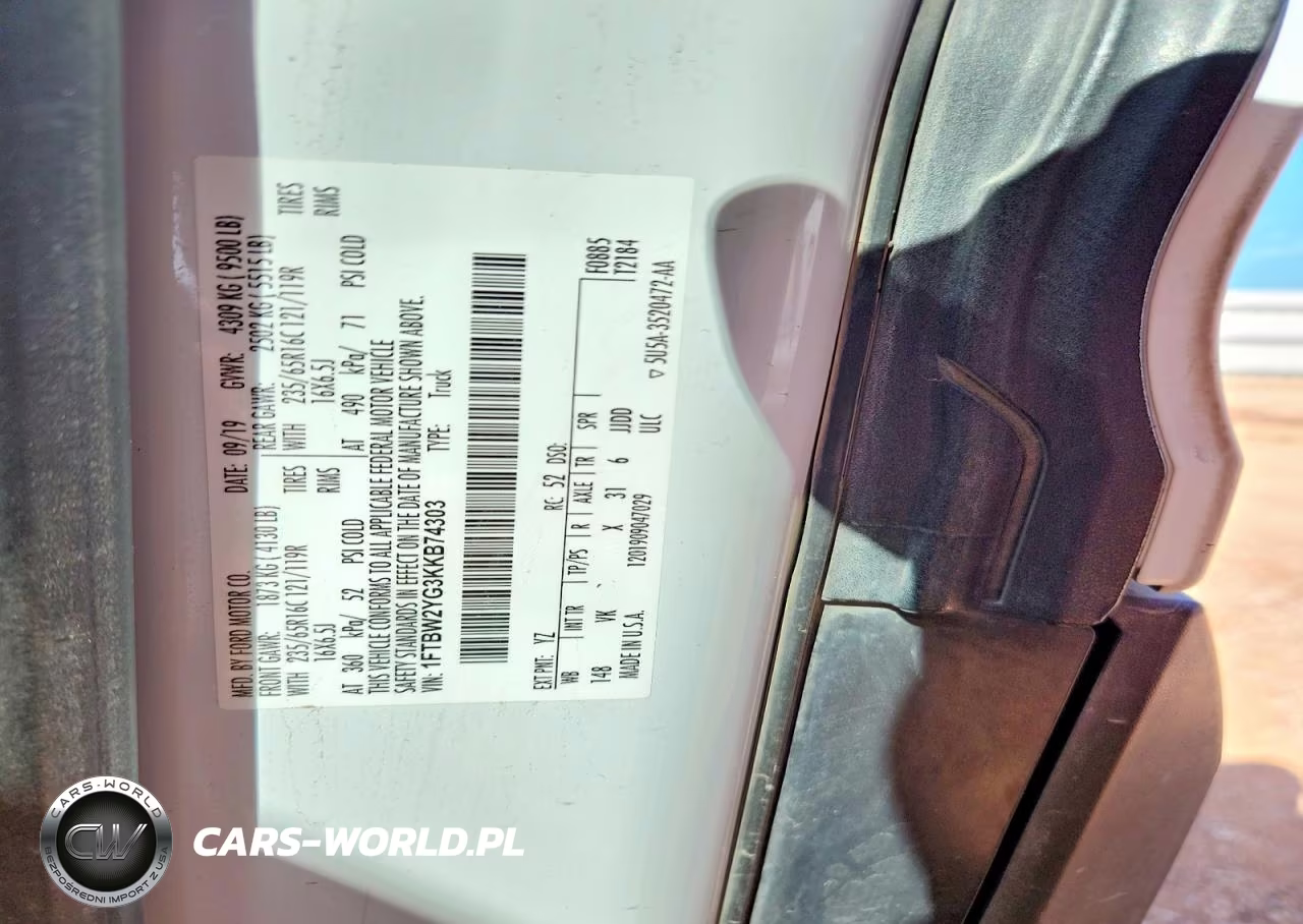 2019 Ford Transit T-350 VIN:1FTBW2YG3KKB74303 - 12