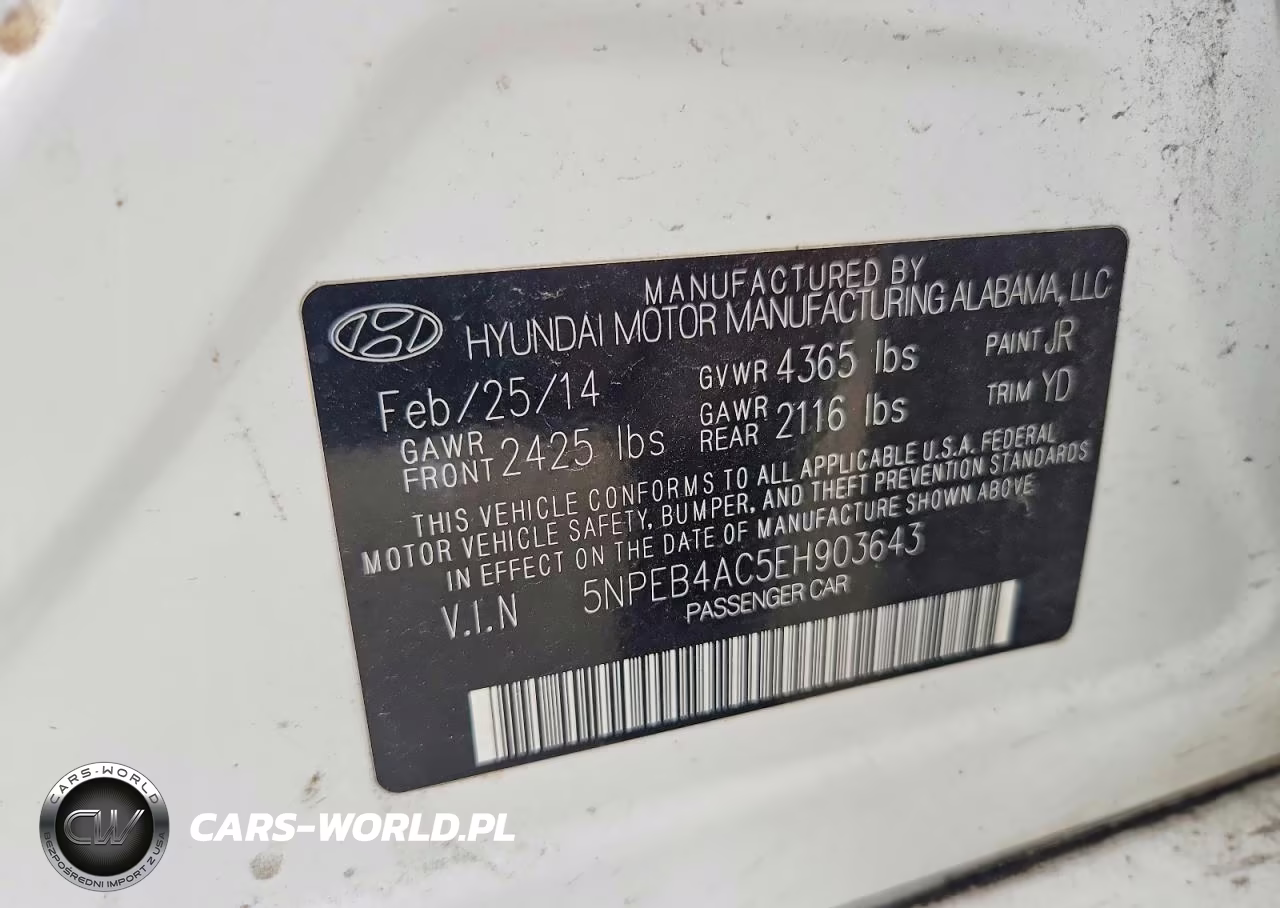 2014 Hyundai Sonata Gls VIN:5NPEB4AC5EH903643 - 12