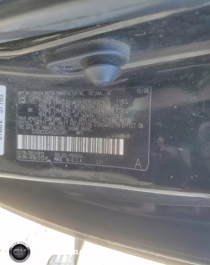 2009 Toyota Sienna Ce 8-Passenger VIN:5TDZK23C49S255067 - 13