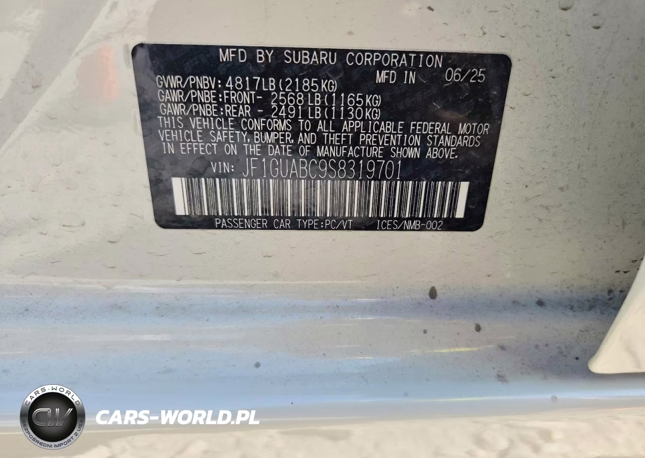 2025 Subaru Impreza VIN:JF1GUABC9S8319701 - 13