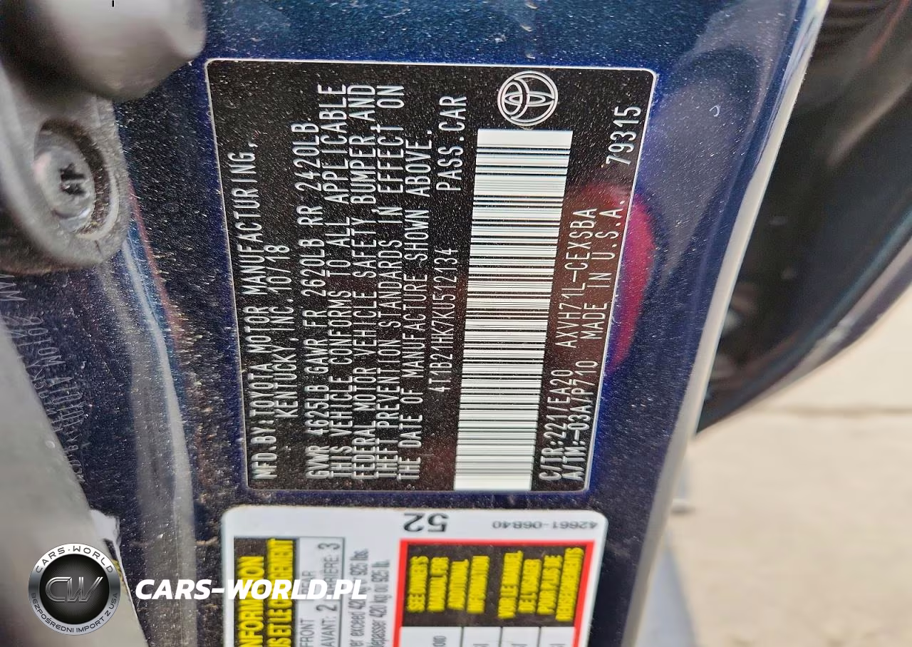 2019 Toyota Camry Hybrid Se VIN:4T1B21HK7KU512134 - 12