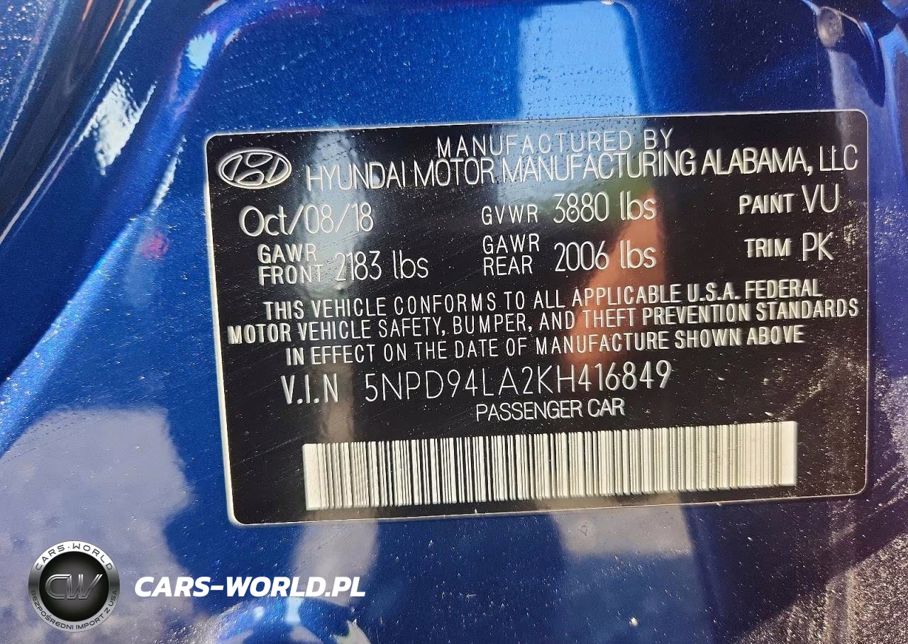 2019 Hyundai Elantra Eco VIN:5NPD94LA2KH416849 - 13