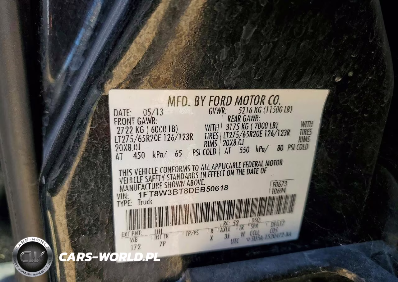 2013 Ford F350 Super Duty VIN:1FT8W3BT8DEB50618 - 12