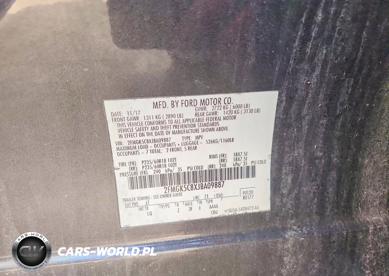 2018 Ford Flex Sel VIN:2FMGK5C8XJBA09887 - 13