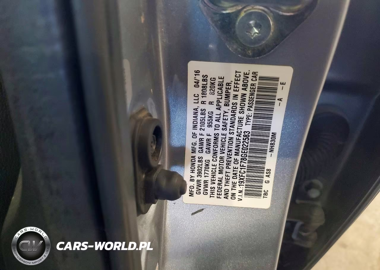2016 HONDA CIVIC EXL VIN:19XFC1F78GE022583 - 12