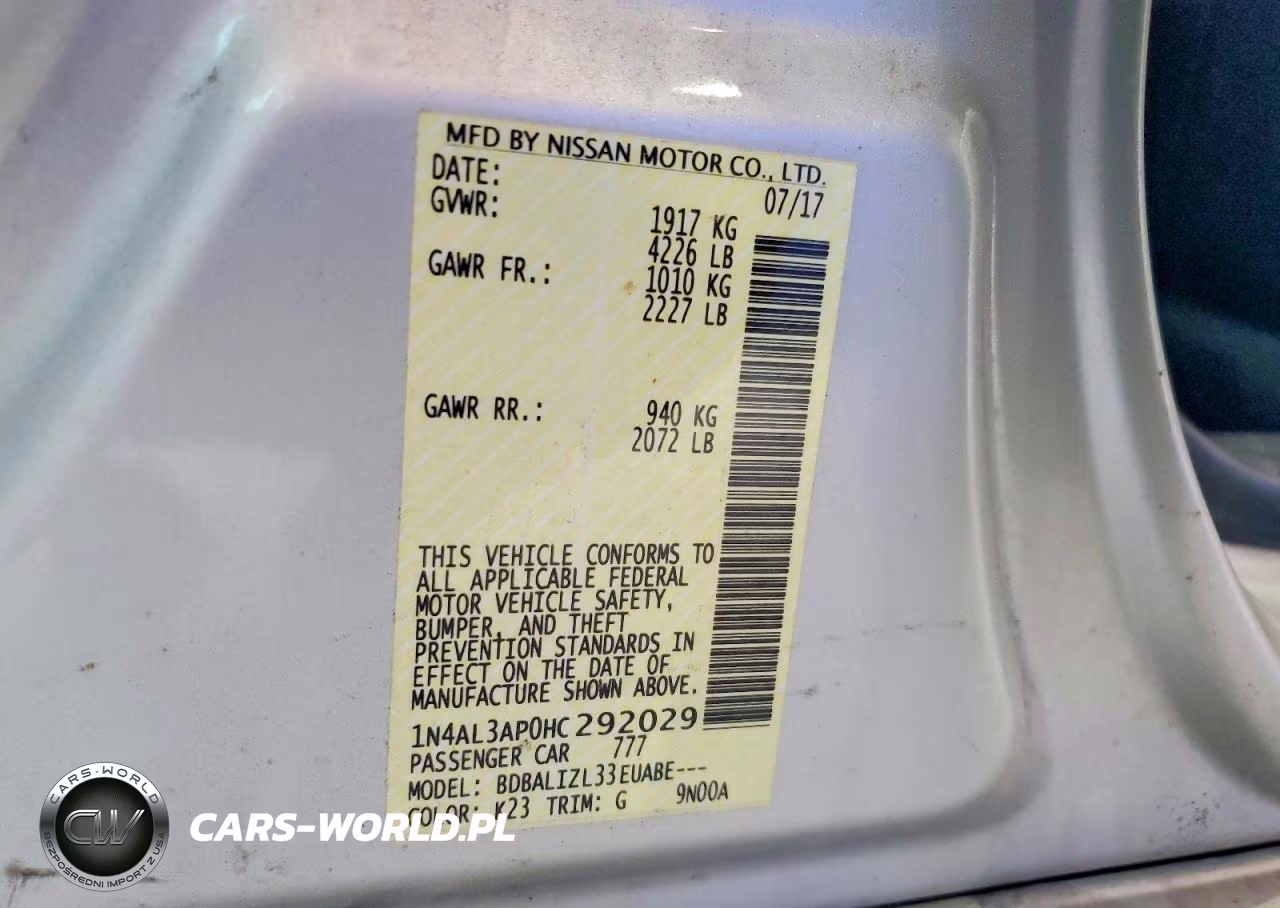 2017 Nissan Altima 2.5 Sv VIN:1N4AL3AP0HC292029 - 12