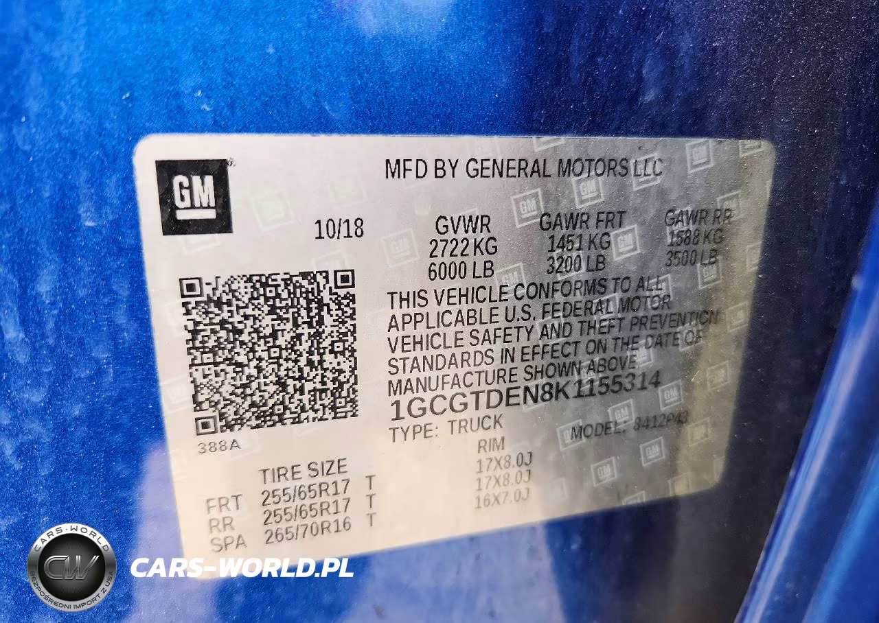2019 Chevrolet Colorado Z71 VIN:1GCGTDEN8K1155314 - 12