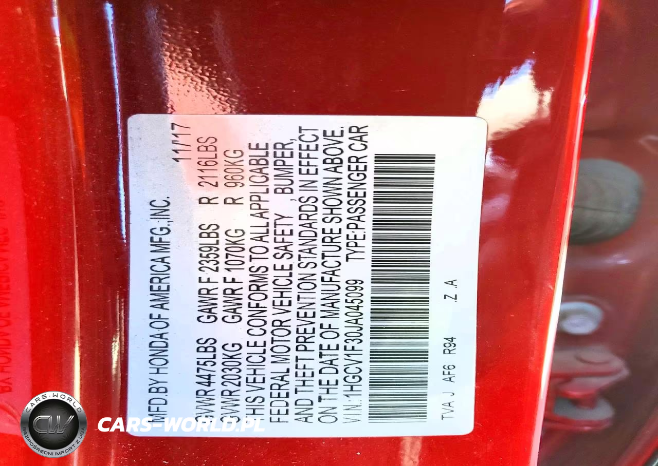 2018 Honda Accord Sport VIN:1HGCV1F30JA045099 - 12