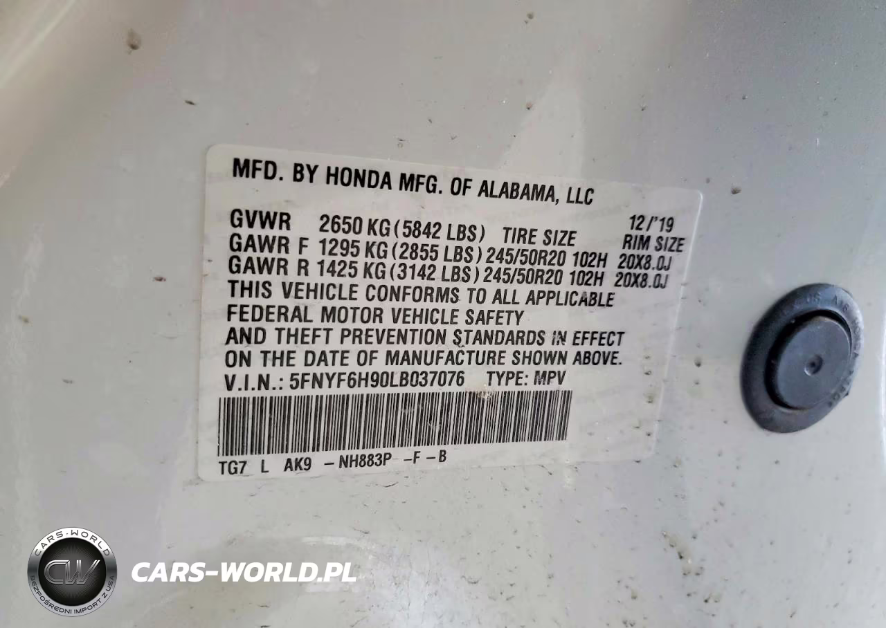 2020 Honda Pilot Touring VIN:5FNYF6H90LB037076 - 14