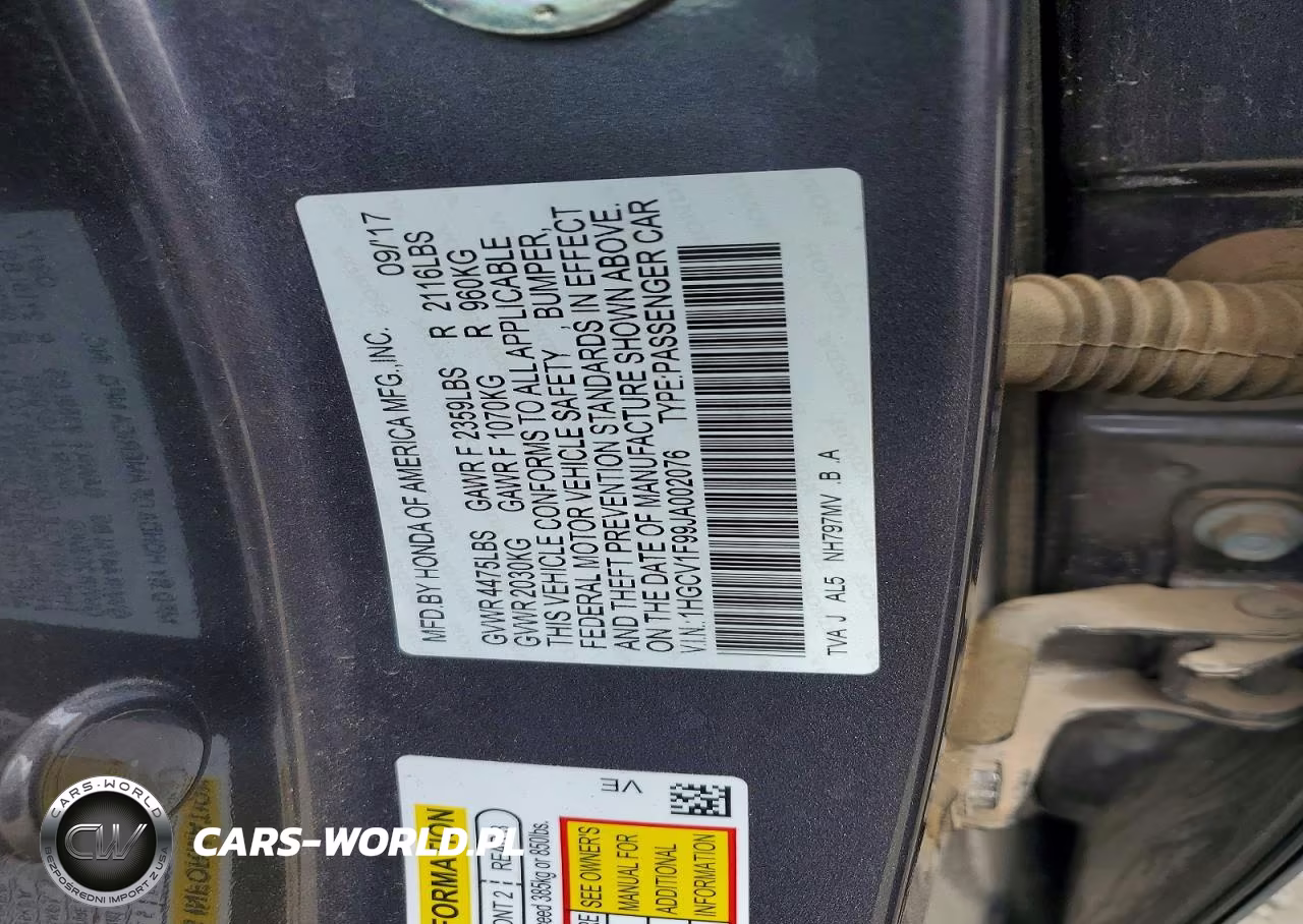 2018 Honda Accord Touring VIN:1HGCV1F99JA002076 - 13