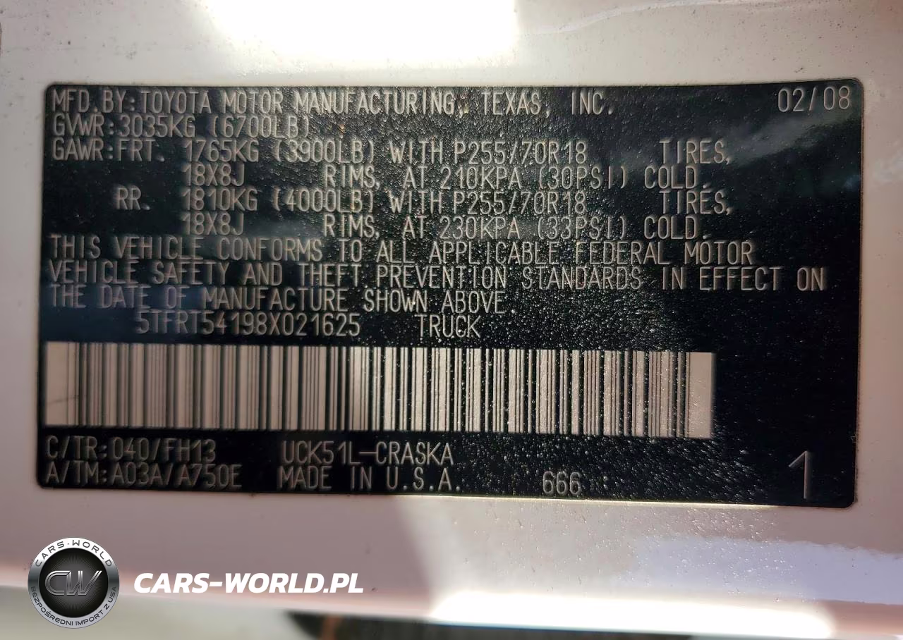 2008 Toyota Tundra Grade VIN:5TFRT54198X021625 - 12