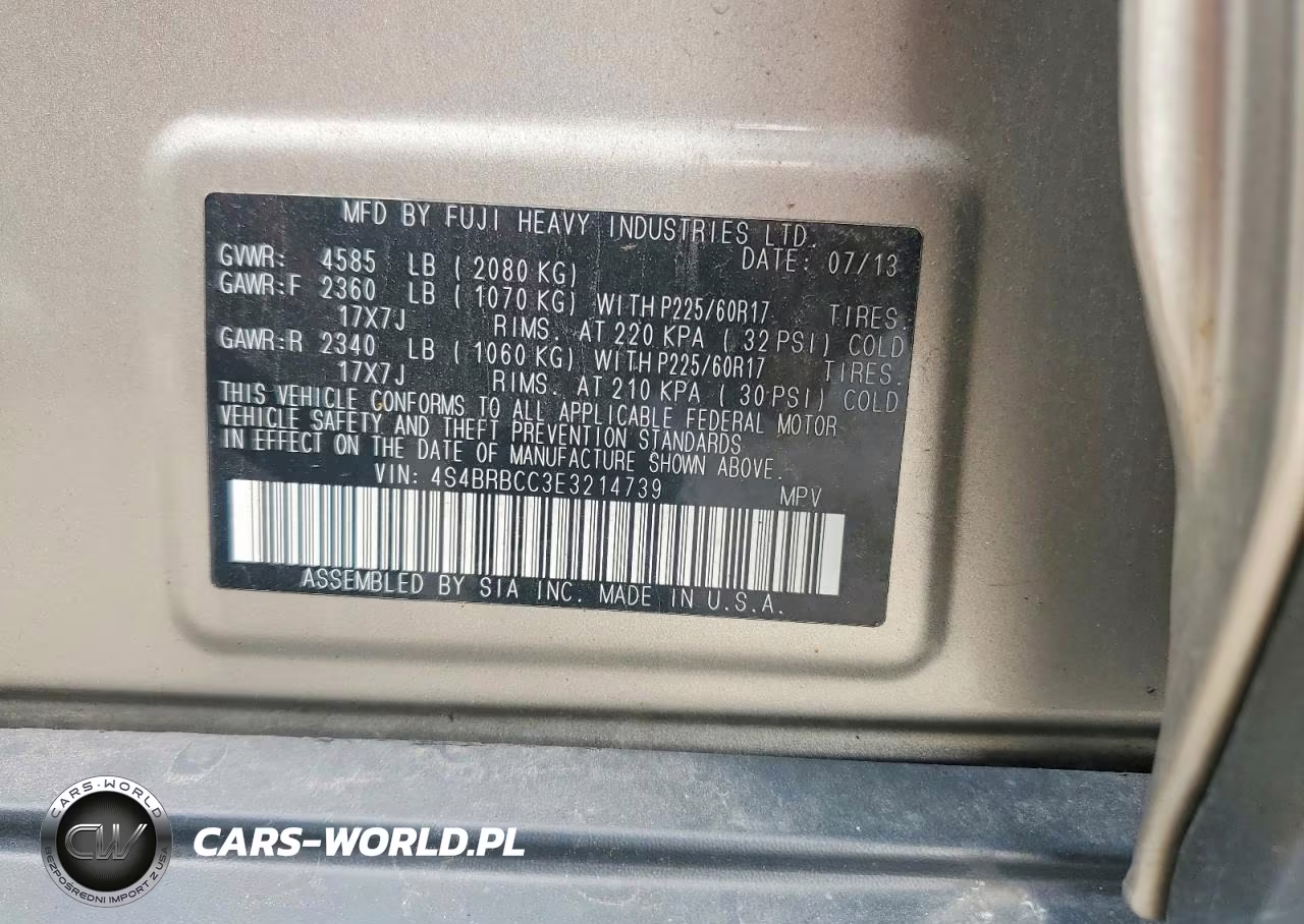 2014 Subaru Outback 2.5I Premium VIN:4S4BRBCC3E3214739 - 13