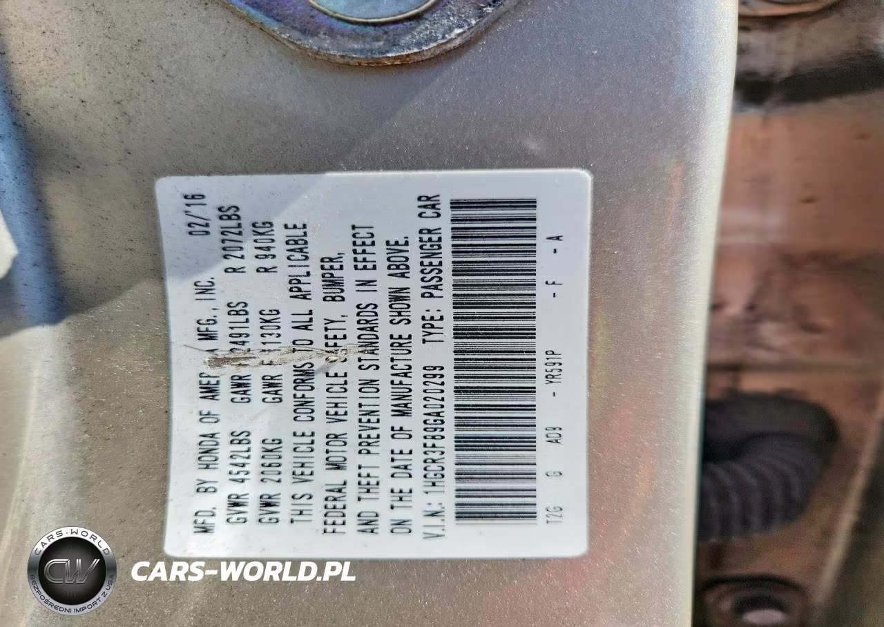 2016 Honda Accord Exl VIN:1HGCR3F89GA020299 - 12