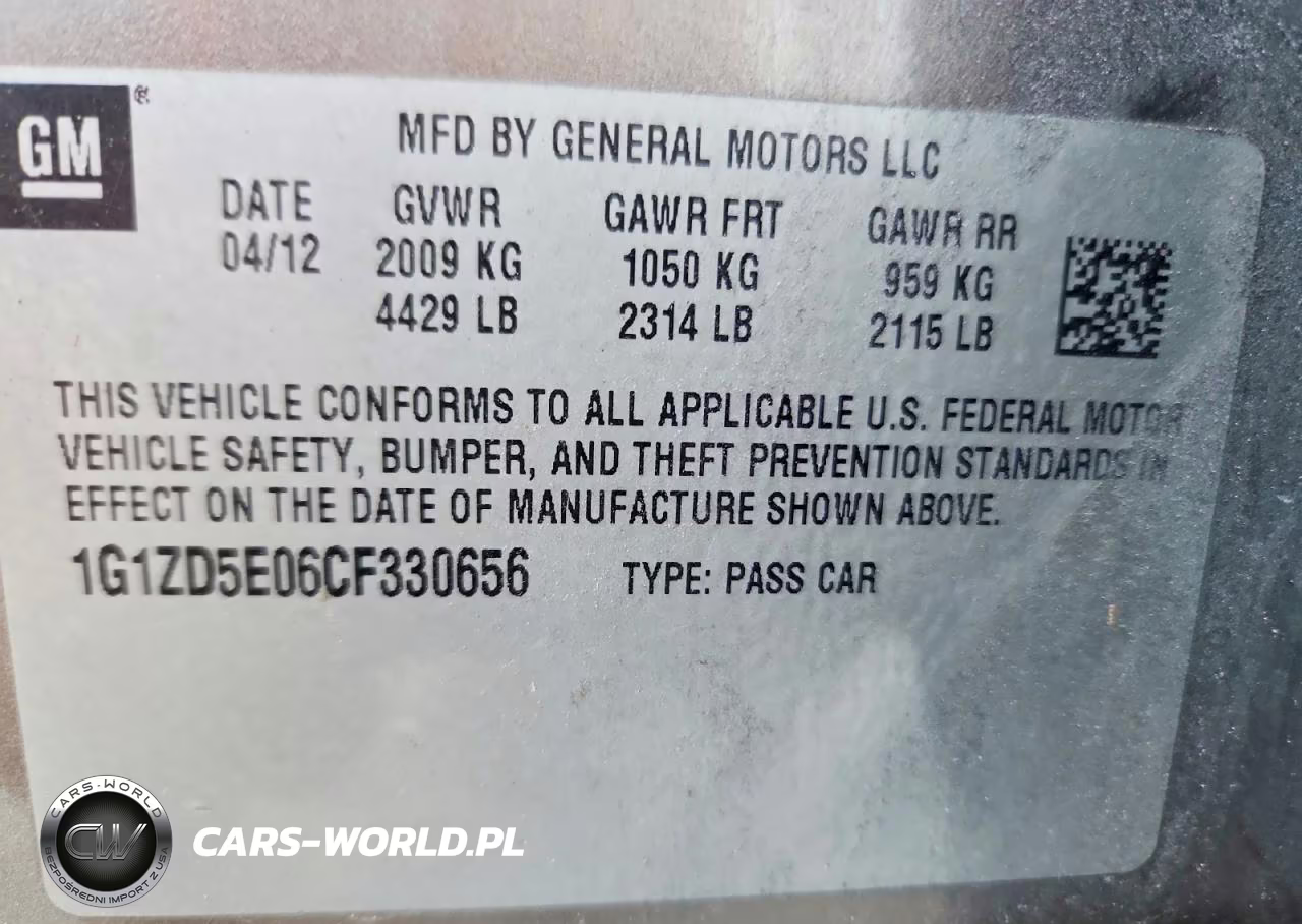 2012 Chevrolet Malibu 2Lt VIN:1G1ZD5E06CF330656 - 12