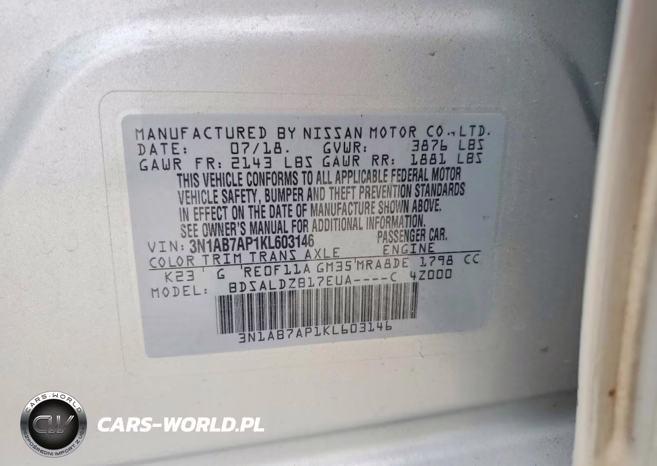 2019 Nissan Sentra S VIN:3N1AB7AP1KL603146 - 12