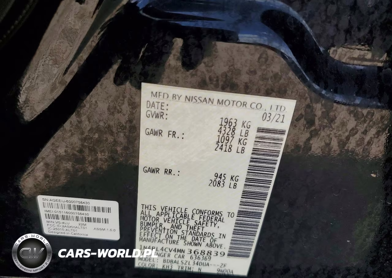 2021 Nissan Altima Sr VIN:1N4BL4CV4MN368839 - 12