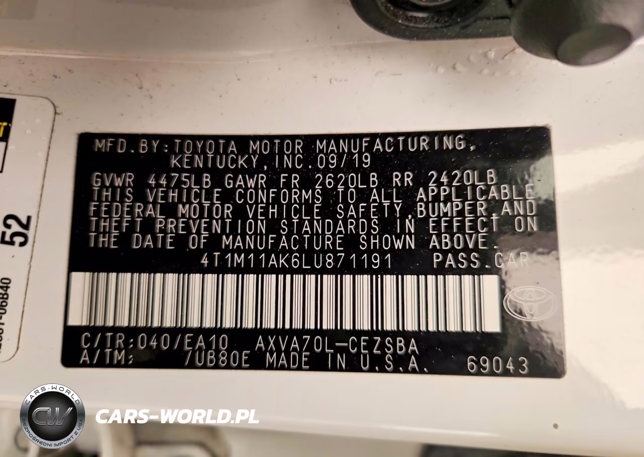 2020 Toyota Camry Se VIN:4T1M11AK6LU871191 - 12