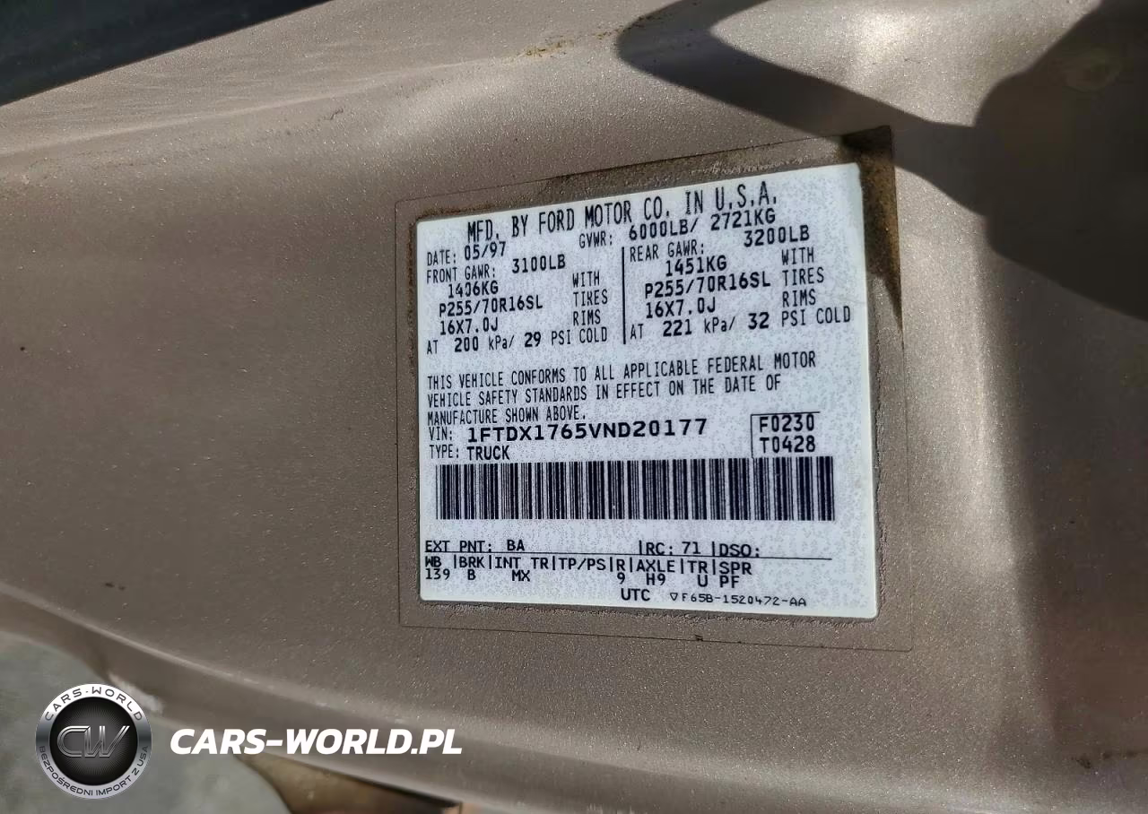 1997 Ford F150 VIN:1FTDX1765VND20177 - 12