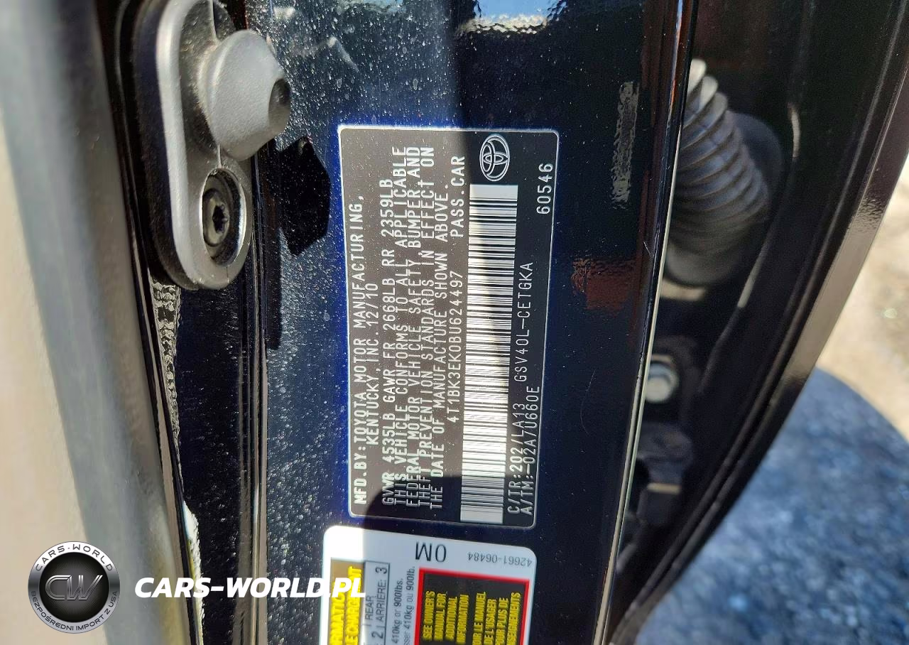 2011 Toyota Camry Xle V6 VIN:4T1BK3EK0BU624497 - 12