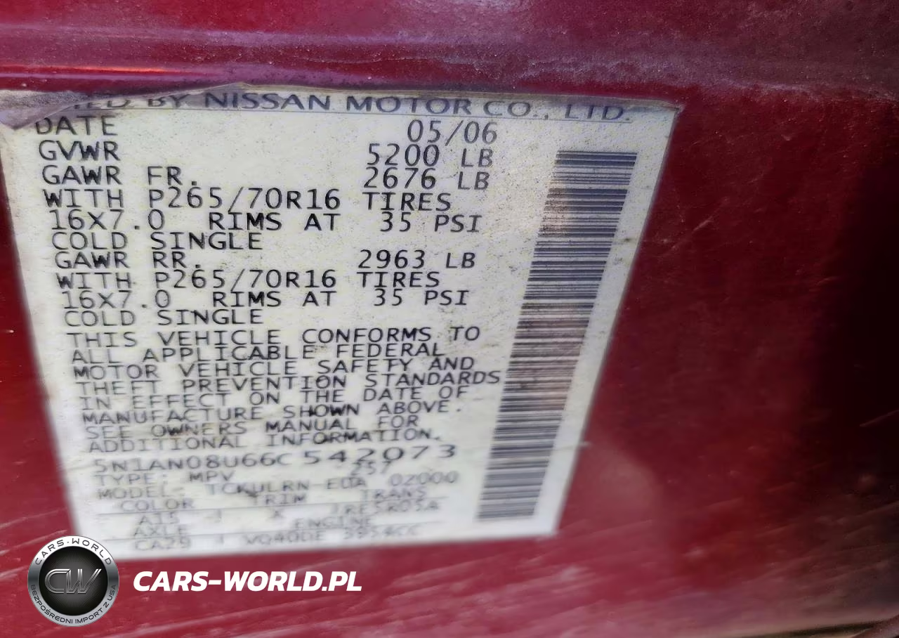 2006 Nissan Xterra X VIN:5N1AN08U66C542073 - 12