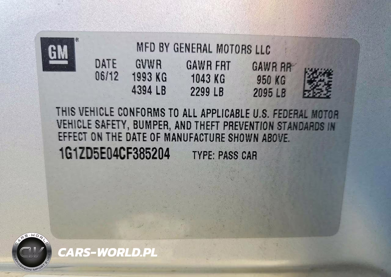 2012 Chevrolet Malibu 2Lt VIN:1G1ZD5E04CF385204 - 12