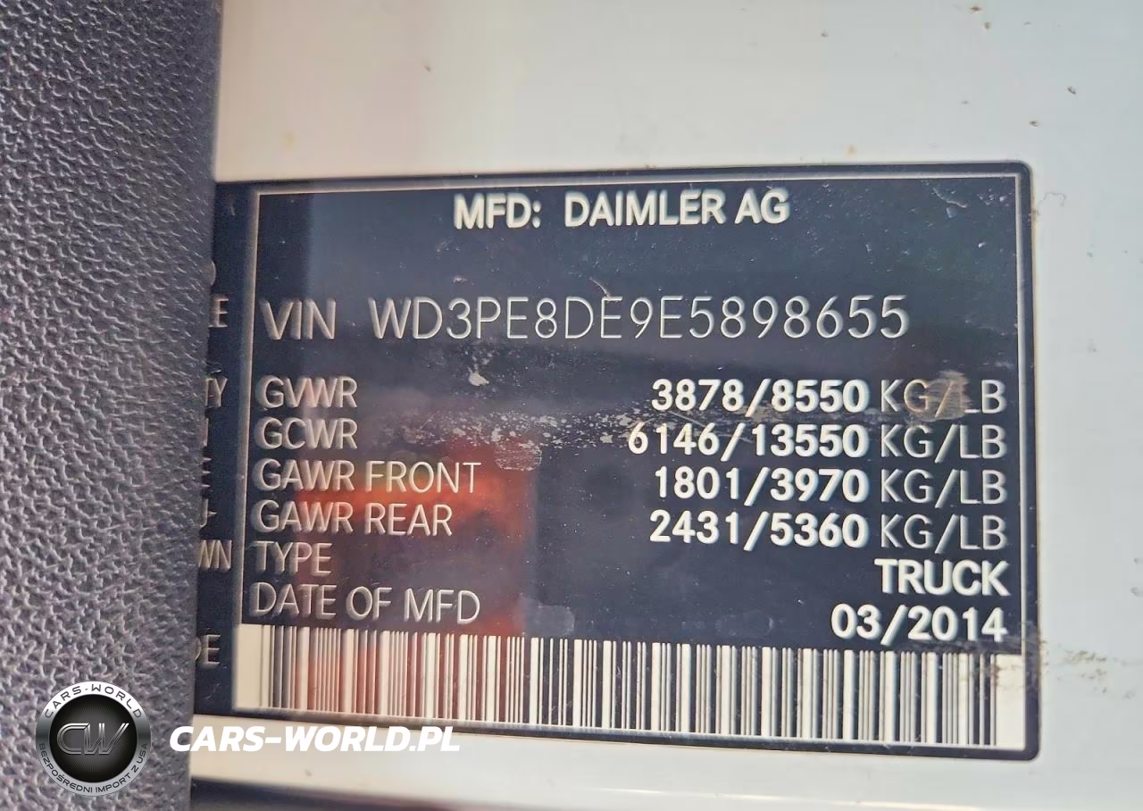 2014 Mercedes-Benz Sprinter 2500 Delivery Van VIN:WD3PE8DE9E5898655 - 13