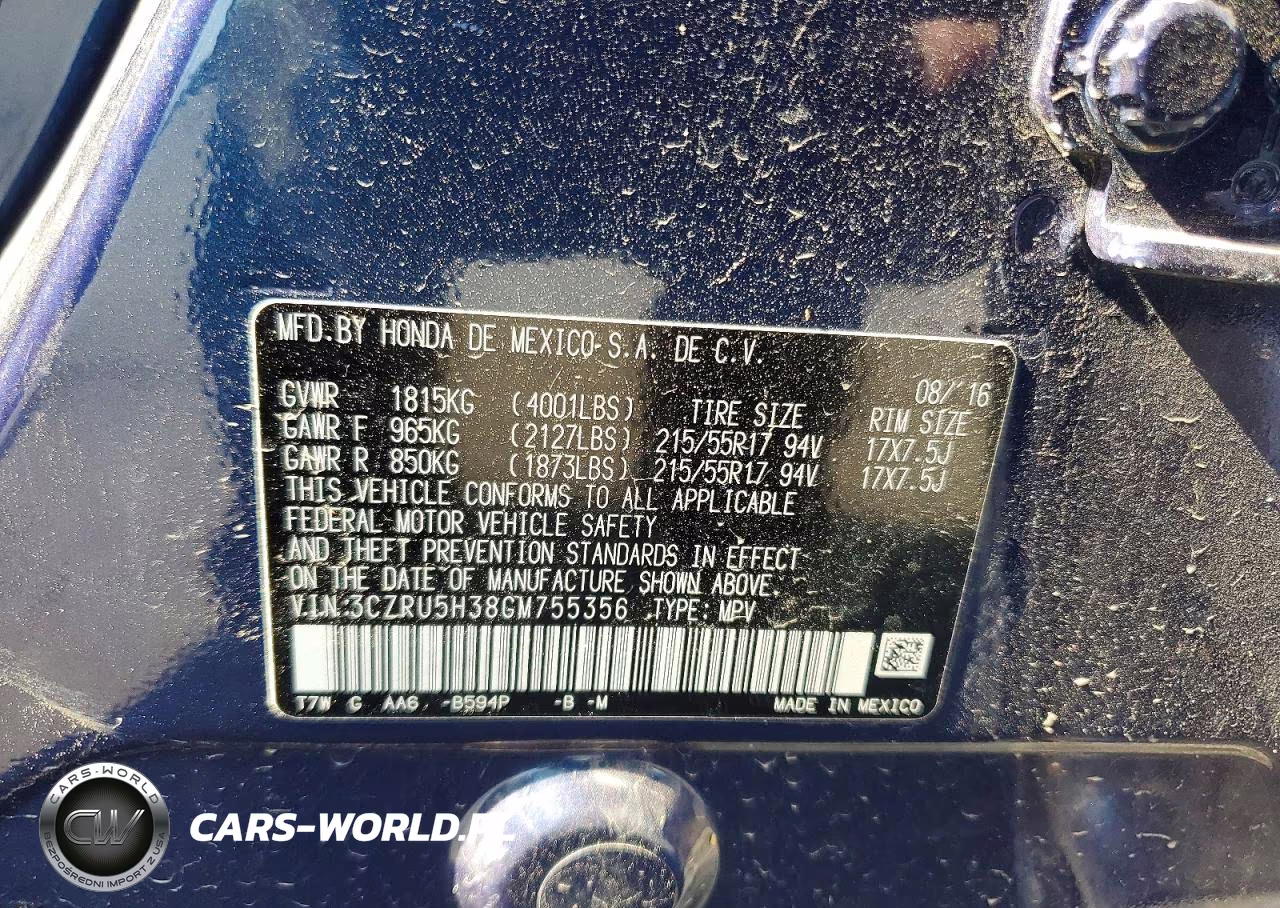2016 Honda Hr-V Lx VIN:3CZRU5H38GM755356 - 13
