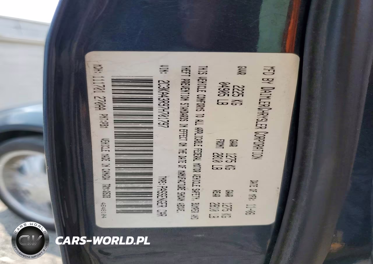 2007 Chrysler 300 VIN:2C3KA43R97H701797 - 12