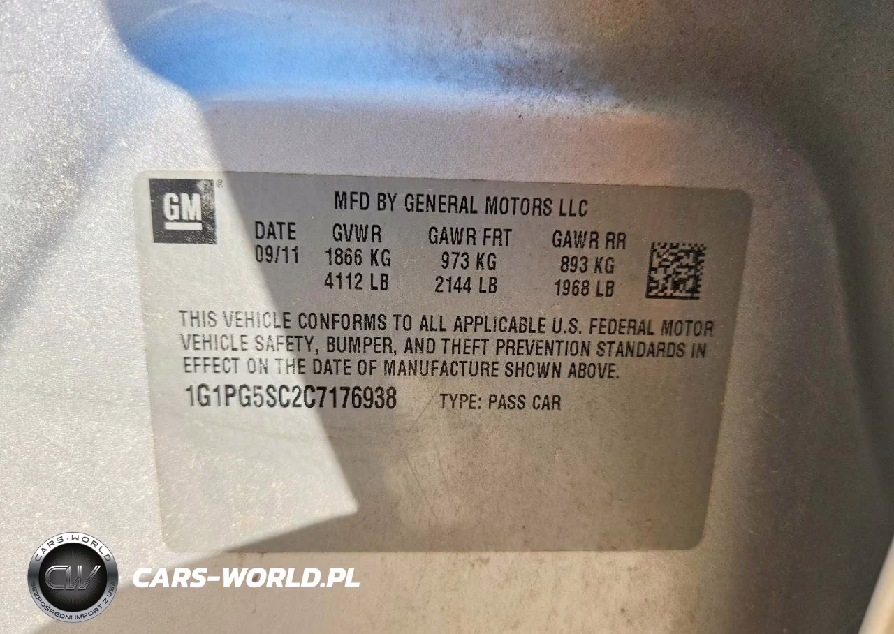 2012 Chevrolet Cruze Lt VIN:1G1PG5SC2C7176938 - 12