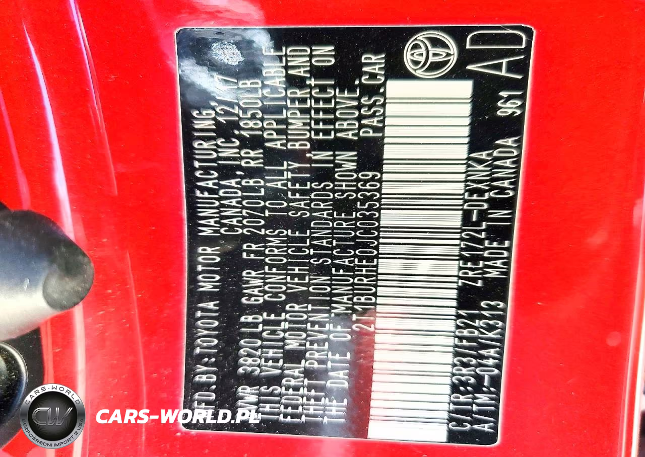 2018 Toyota Corolla Le VIN:2T1BURHE0JC035369 - 12