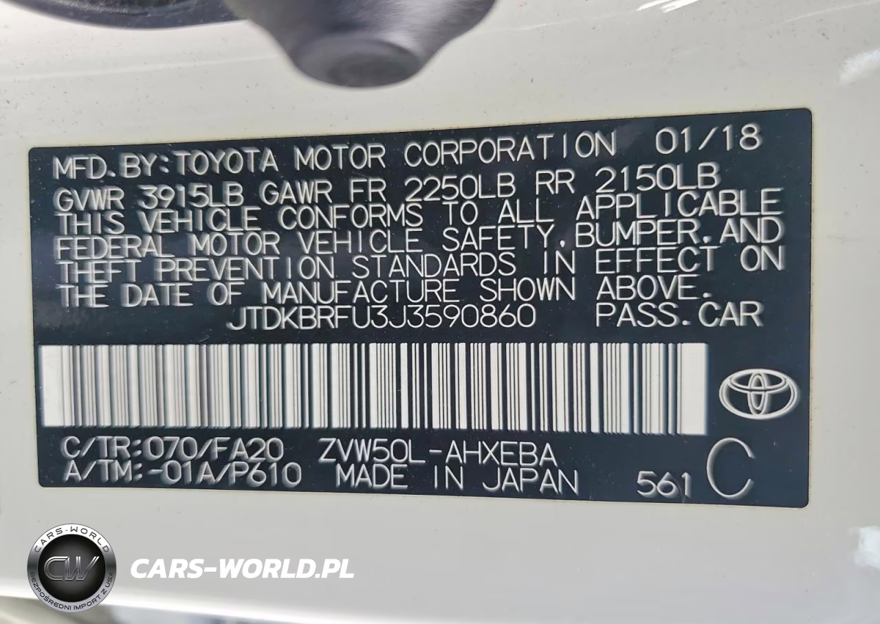 2018 Toyota Prius Two VIN:JTDKBRFU3J3590860 - 12