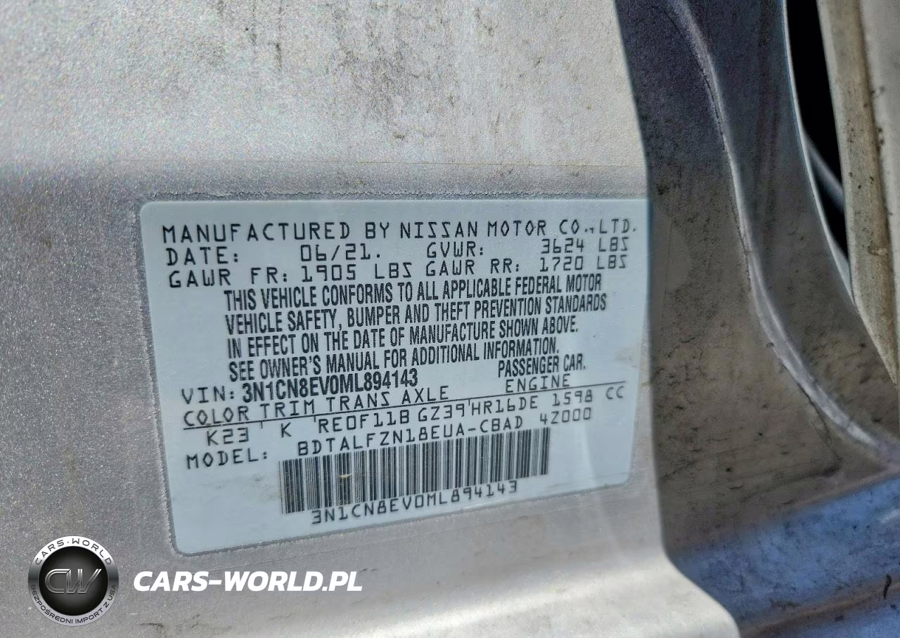 2021 Nissan Versa Sv VIN:3N1CN8EV0ML894143 - 12