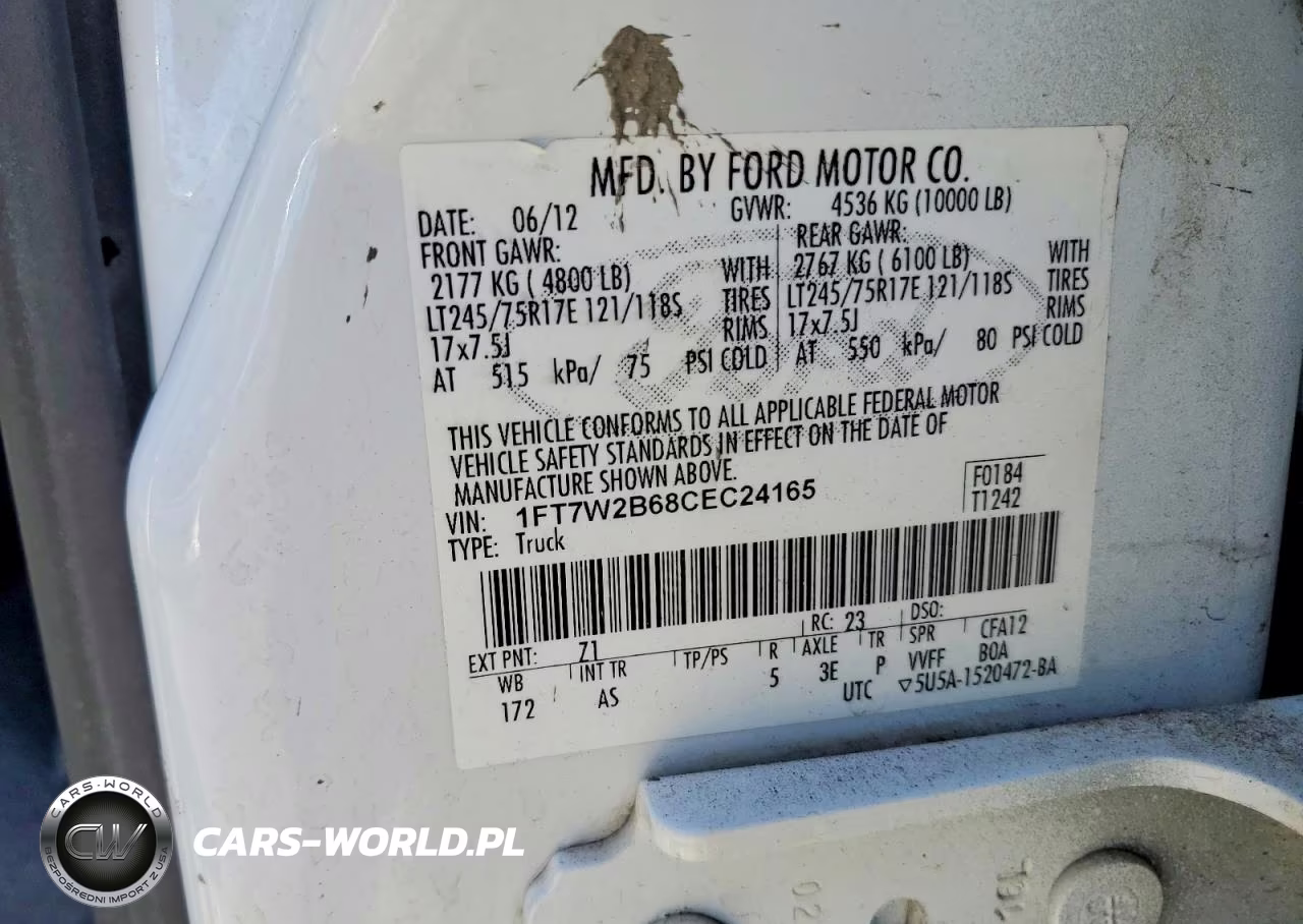 2012 Ford F250 Super Duty VIN:1FT7W2B68CEC24165 - 12
