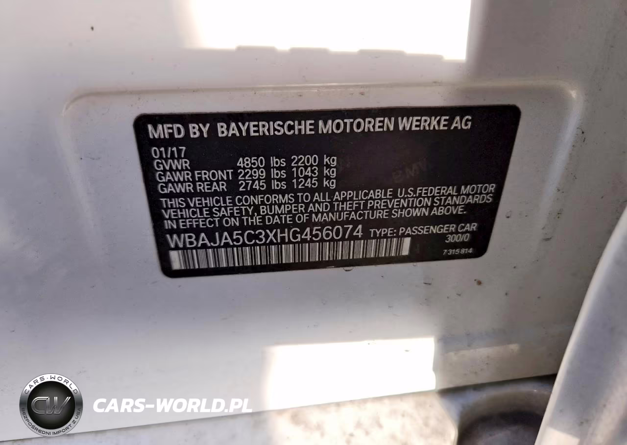 2017 BMW 530 I VIN:WBAJA5C3XHG456074 - 12