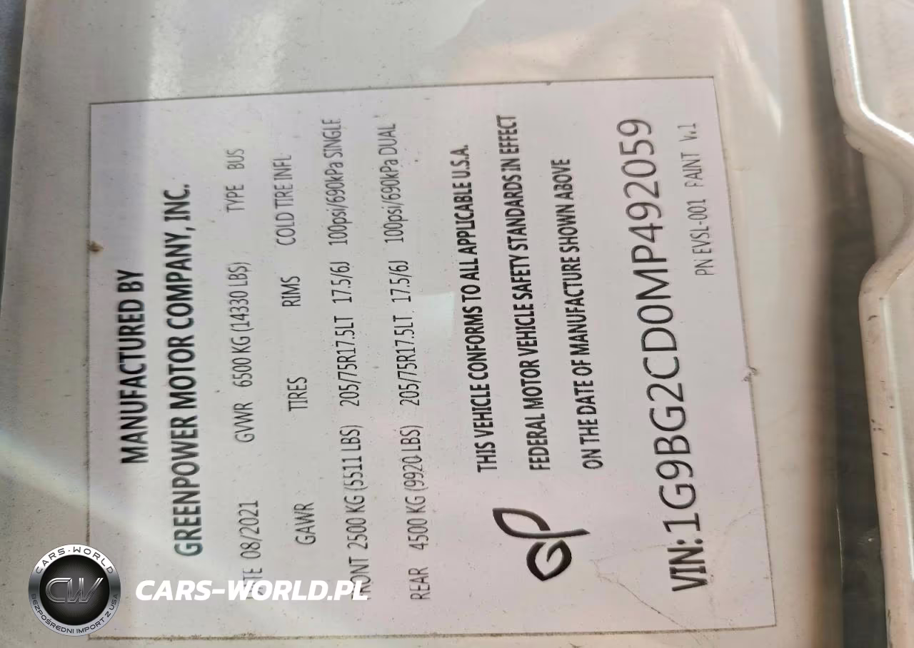 2022 Greenpower Motors Evc210 VIN:1G9BG2CD0MP492059 - 12