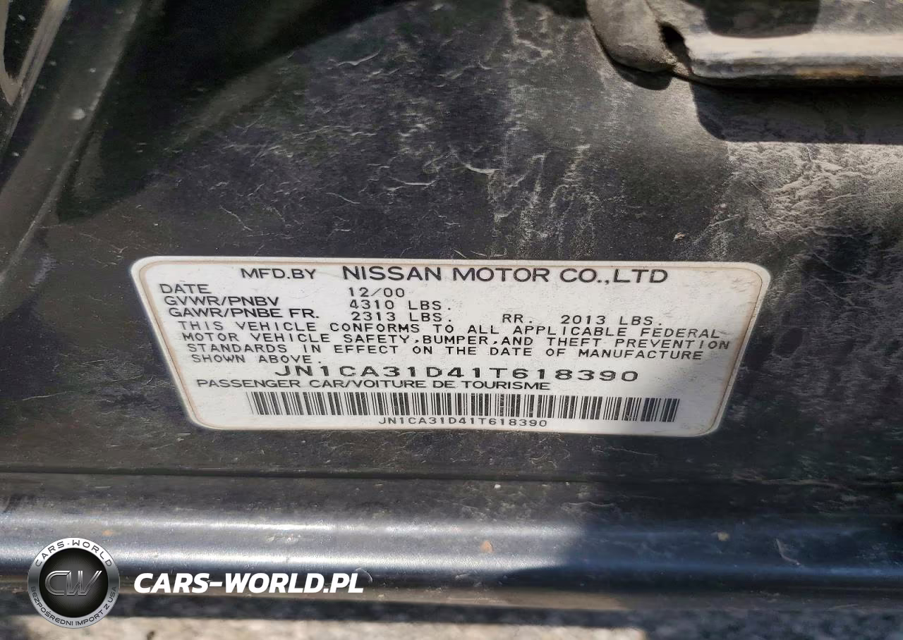 2001 Nissan Maxima Gxe VIN:JN1CA31D41T618390 - 12